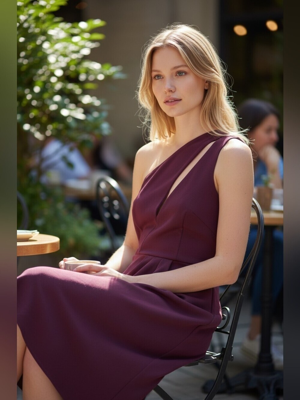 Lulu's One-Shoulder Cutout Plum Midi Dress